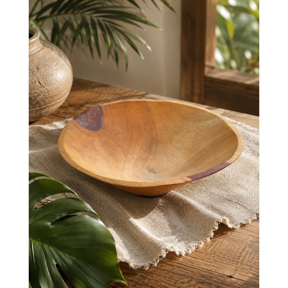 Peruvian Amazon One-Piece Solid Wood Bowl Rustic Handcrafted Centerpiece